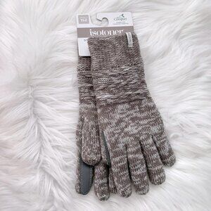 NWT Isotoner - Heather gray ivory knit Smardri Smartouch gloves, OS